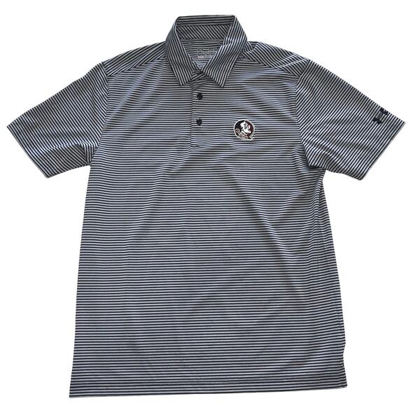 Under Armour Men's MD Washington Redskins Commanders Striped Polo Shirt - Picture 1 of 5
